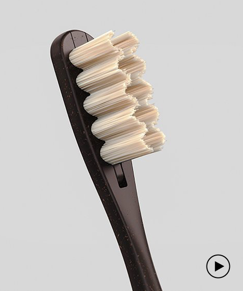the everloop toothbrush is made with replaceable bamboo bristles and recycled plastic