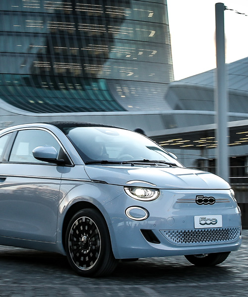 fiat 500 goes all-electric and debuts one-off designs from giorgio armani, bulgari, and kartell