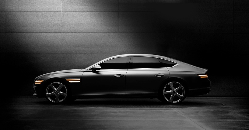 quad-lit genesis G80 debuts new athletic elegance design philosophy