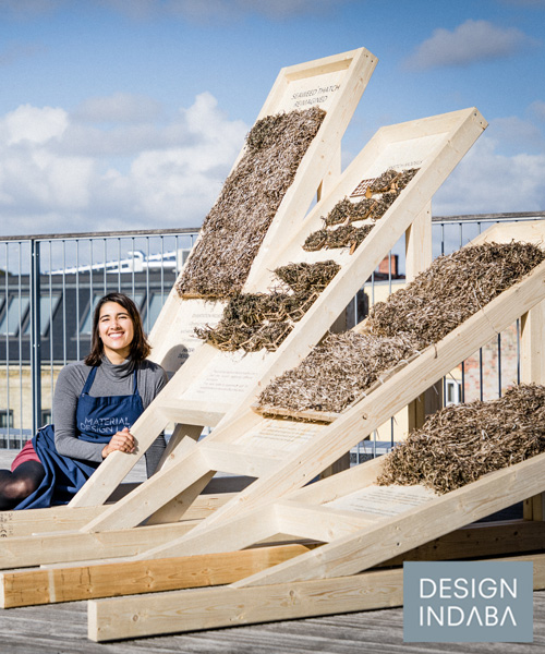 kathryn larsen turns seaweed into prefab thatch panels for the building industry