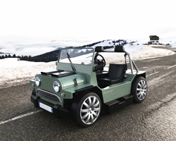 lazareth prototypes bespoke MINI moke fitted with maserati V8 engine