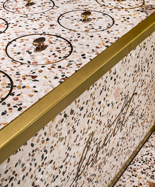 brass details and custom-made terrazzo adorn chocolate boutique in turkey by nēowe