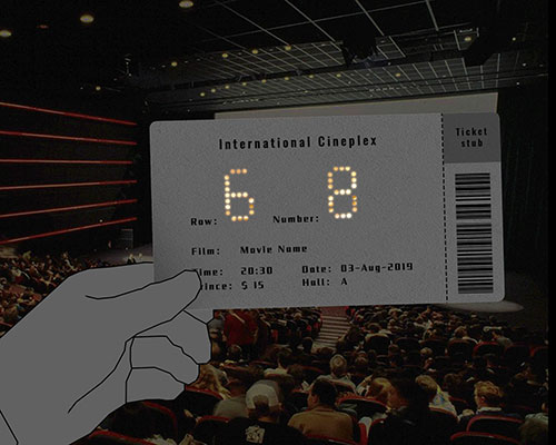 this punctured movie ticket allows users to see their seat using the cinema screen