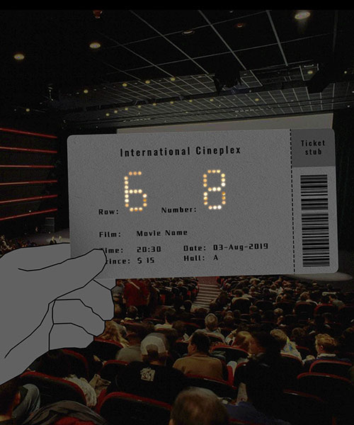 this punctured movie ticket allows users to see their seat using the cinema screen