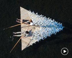 tetra by inclume studio is a floatable installation made from recycled materials