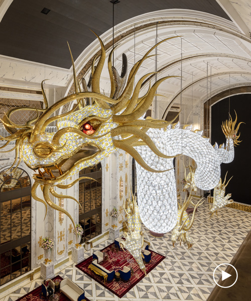 LASVIT adorns 60-meter-long flying dragon sculpture with 2.5 million swarovski crystals