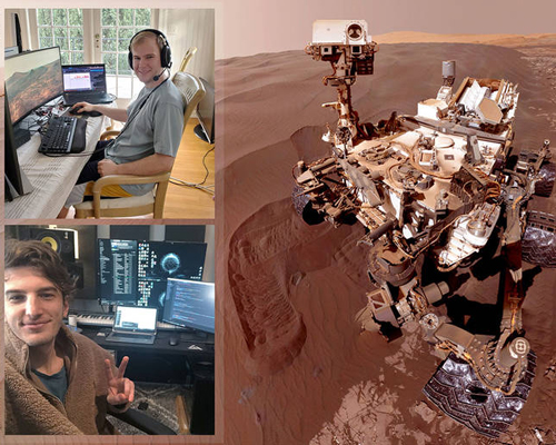 NASA team explores mars from home wearing red-blue 3D glasses