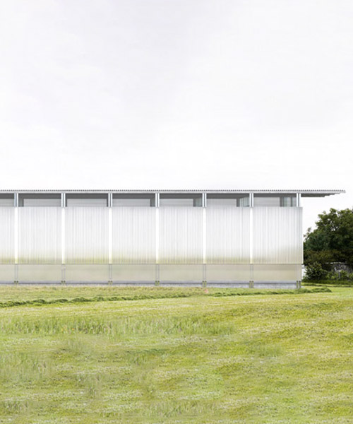 bosetti-dejardins designs translucent fabrication shed set in rural connecticut