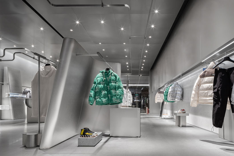 DAS lab wraps cool stainless steel around a concept store in shijiazhuang, china designboom