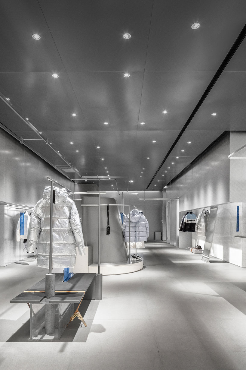 DAS lab wraps cool stainless steel around a concept store in shijiazhuang, china designboom