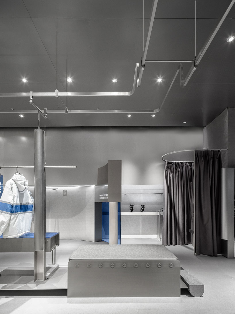 DAS lab wraps cool stainless steel around a concept store in shijiazhuang, china designboom