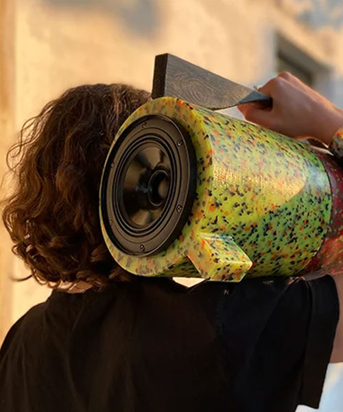 ecopixel's ghetto blaster is a bluetooth stereo made from recycled plastics