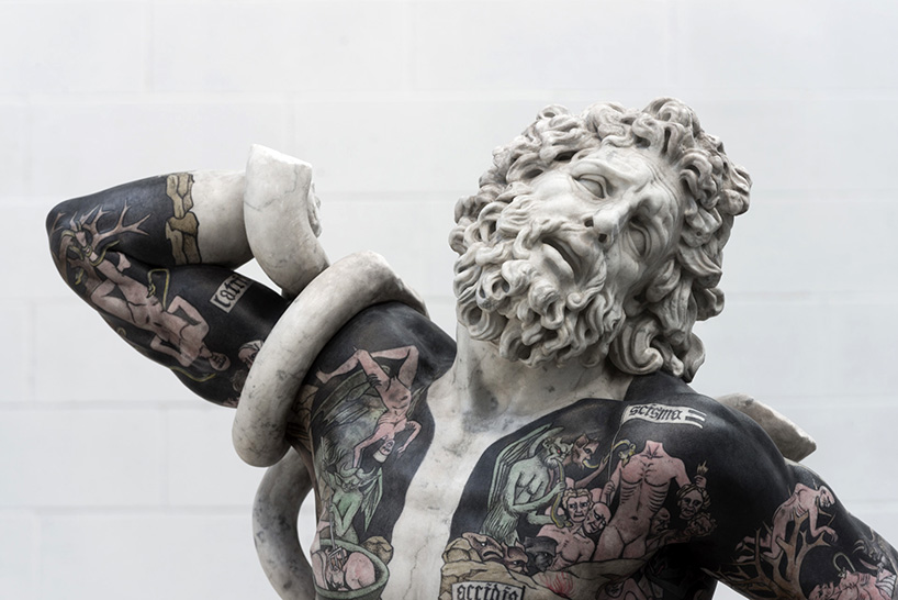 italian artist fabio viale tattoos classical marble sculptures