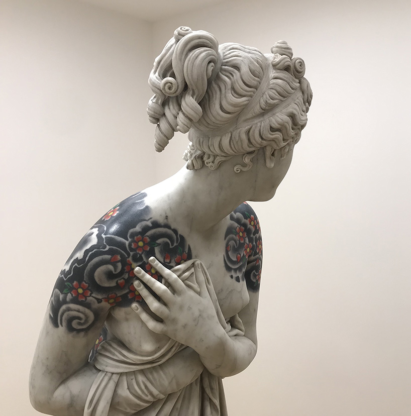 italian artist fabio viale tattoos classical marble sculptures