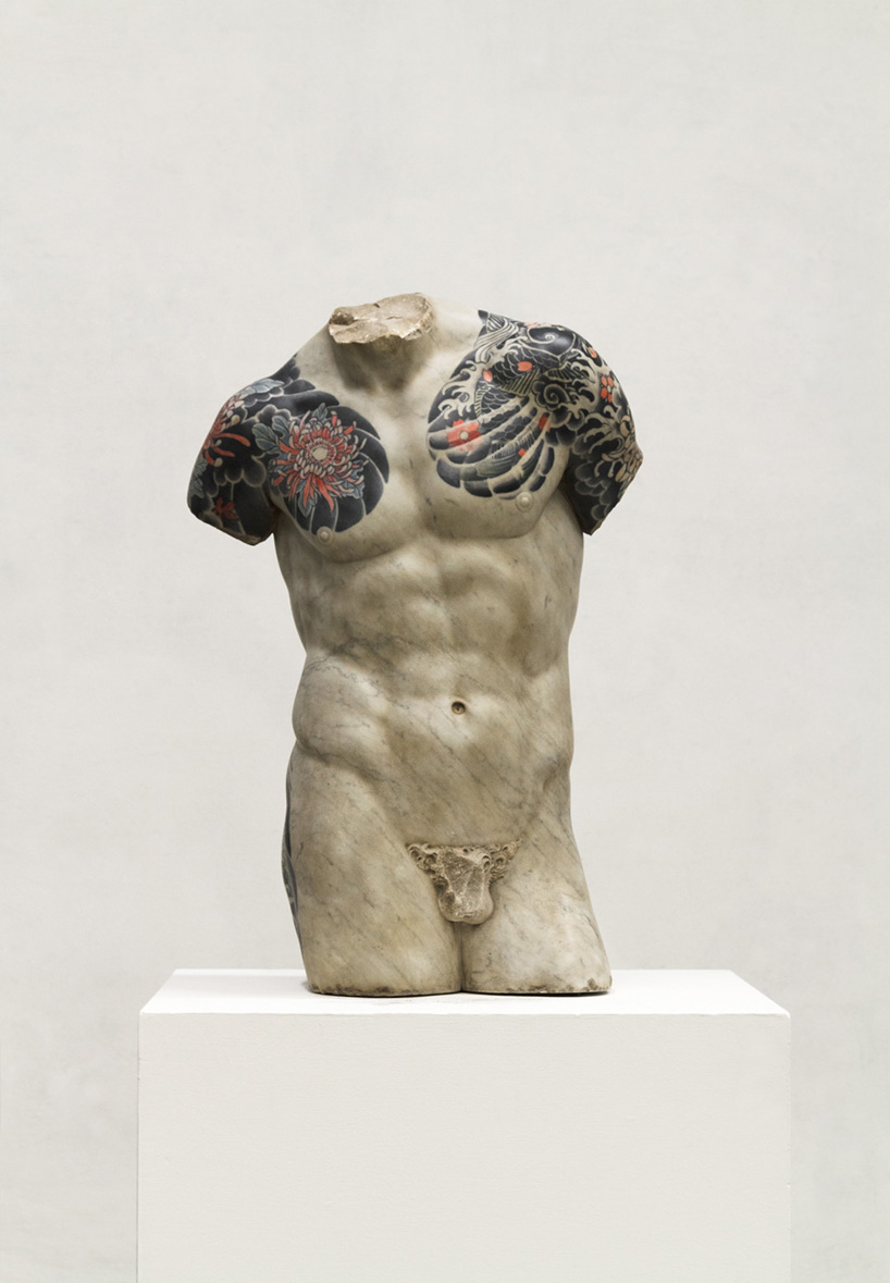 italian artist fabio viale tattoos classical marble sculptures