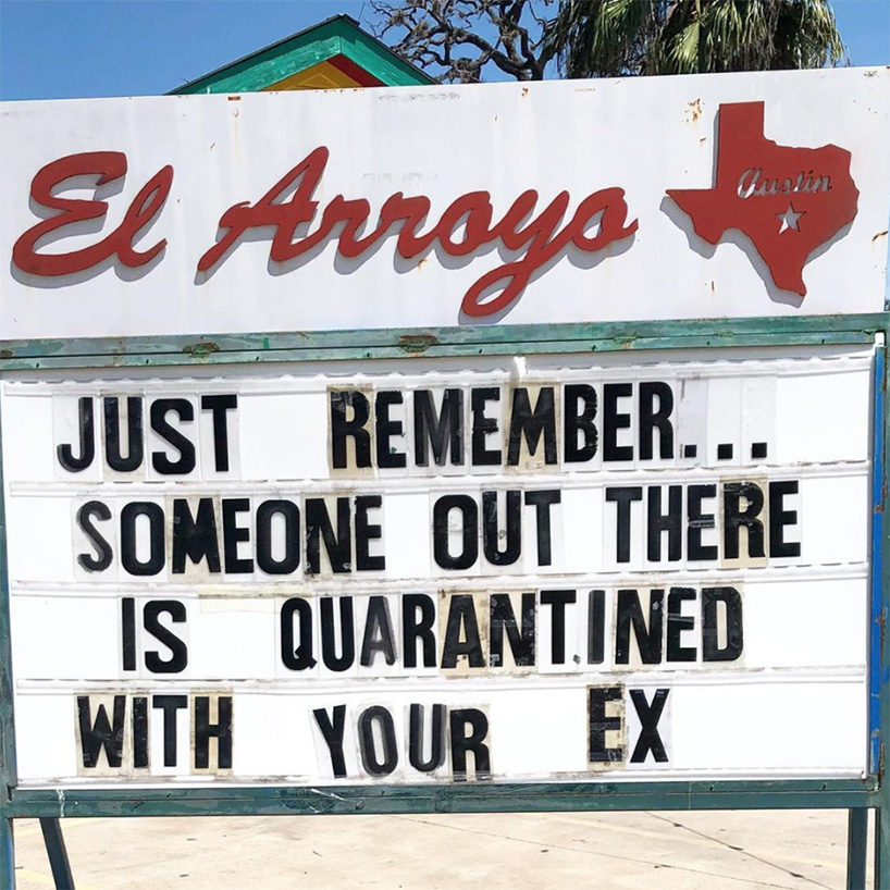 this restaurant in texas uses humor in its signs to help combat coronavirus anxiety