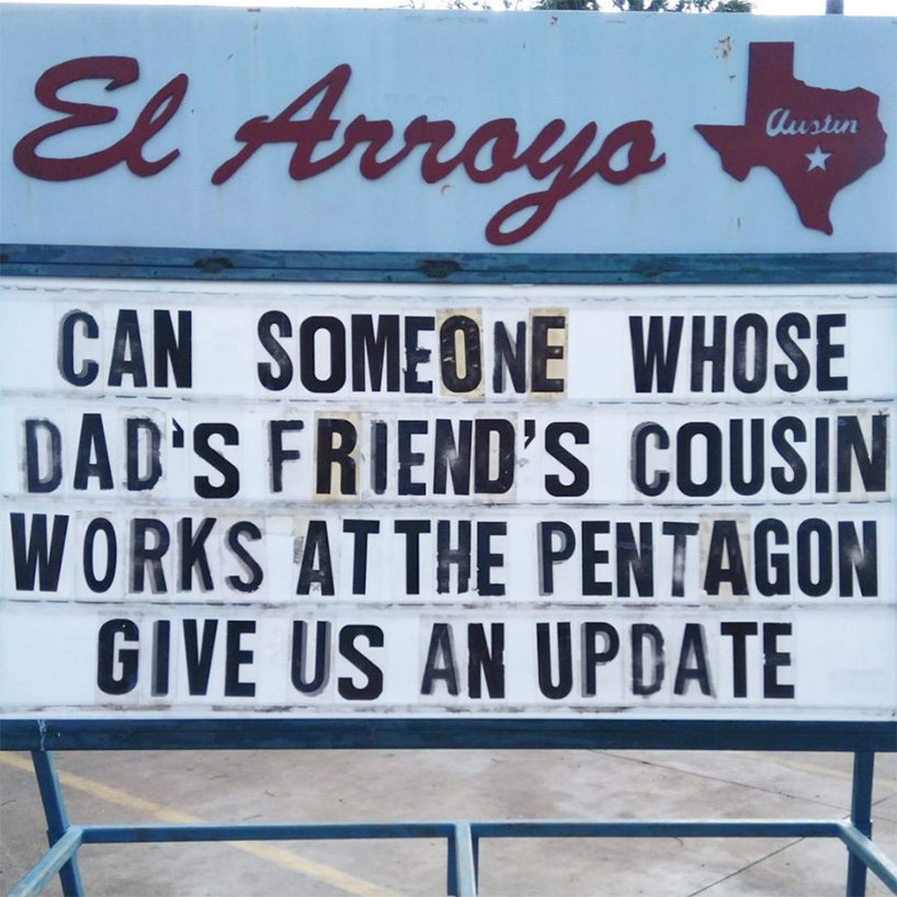 this restaurant in texas uses humor in its signs to help combat coronavirus anxiety