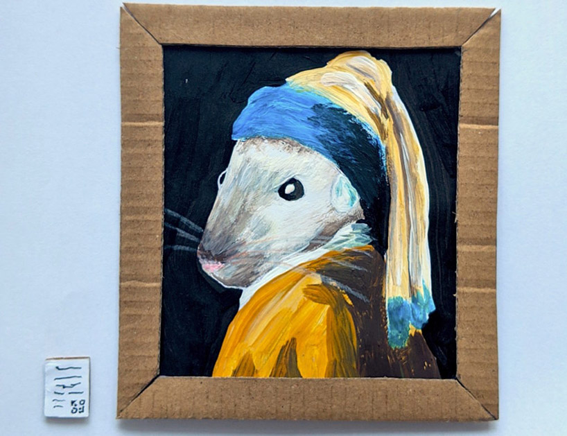 this tiny gerbil museum showcases famous rodent artworks from da vinci to van gogh