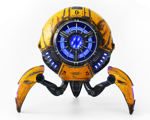 the gravastar robot is a futuristic speaker that looks like it came from space