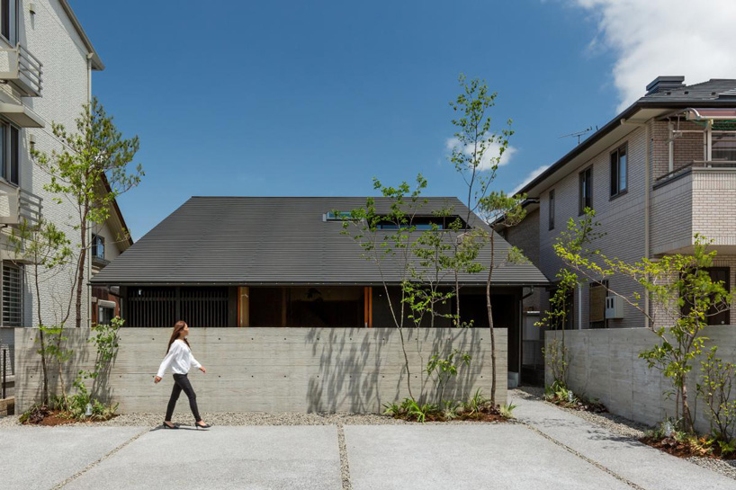 gabled roof with extended eaves tops hearth architects' hikone house in japan