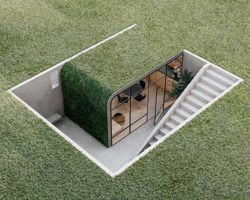 'buried studio' by igor leal imagines a sunken garden office in rio de janeiro