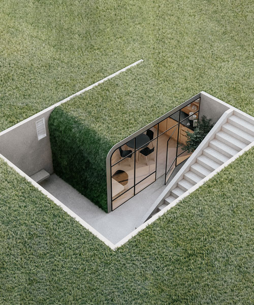 'buried studio' by igor leal imagines a sunken garden office in rio de janeiro