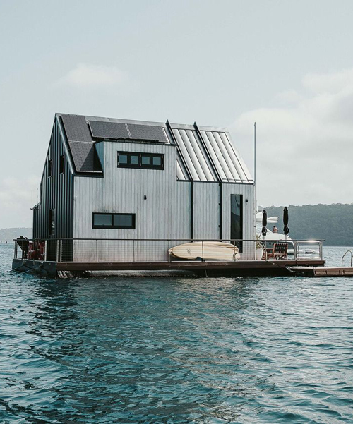'lilypad' floats in solitude along the shoreline of sydney's palm beach