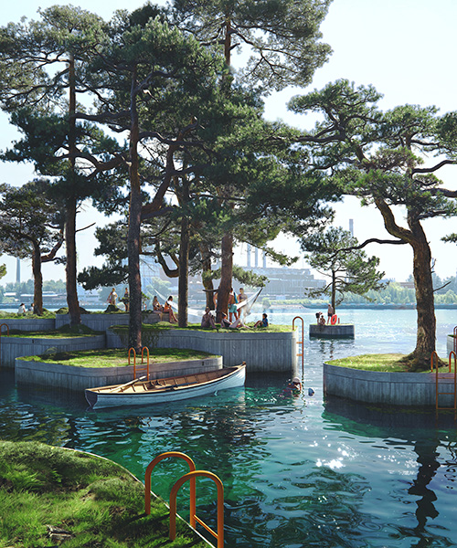 marshall blecher & studio fokstrot unveil a system of floating islands for copenhagen