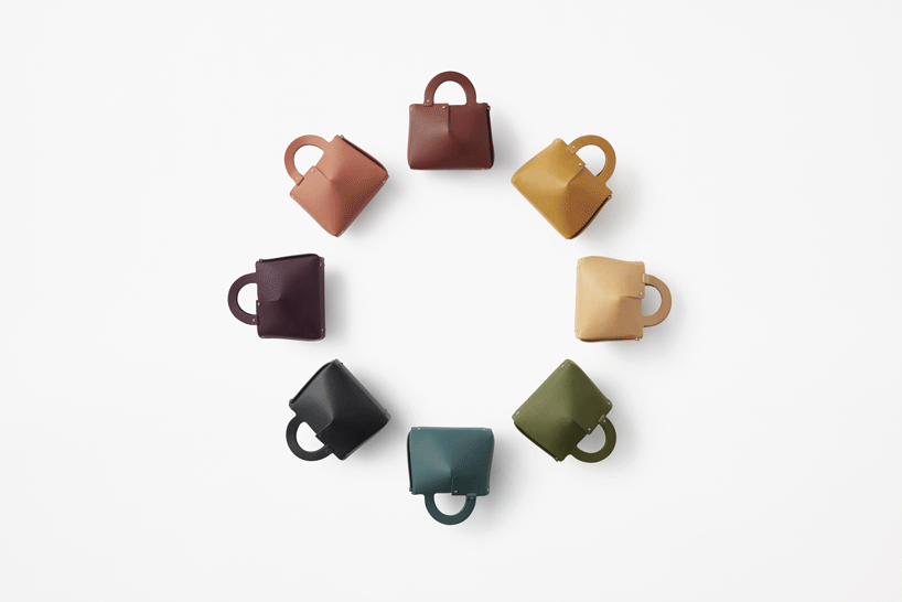 nendo designs 'flatpack' handbag made from a single piece of leather
