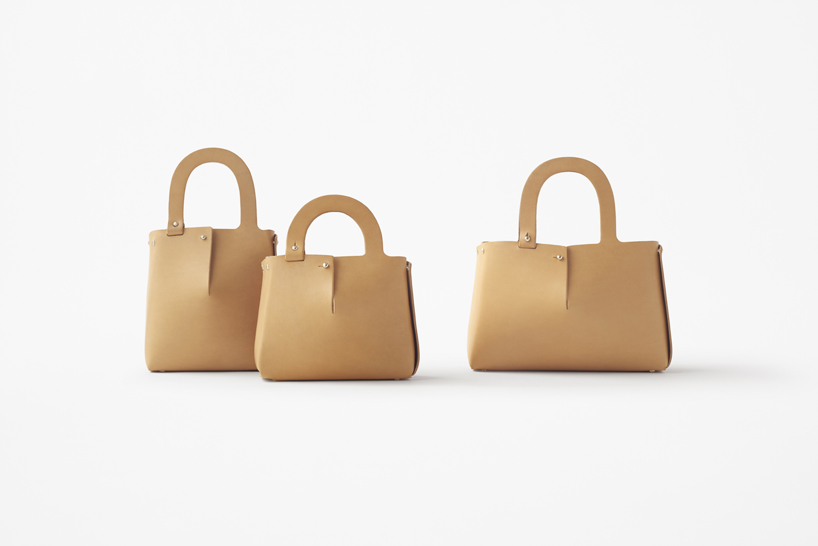 nendo designs 'flatpack' handbag made from a single piece of leather