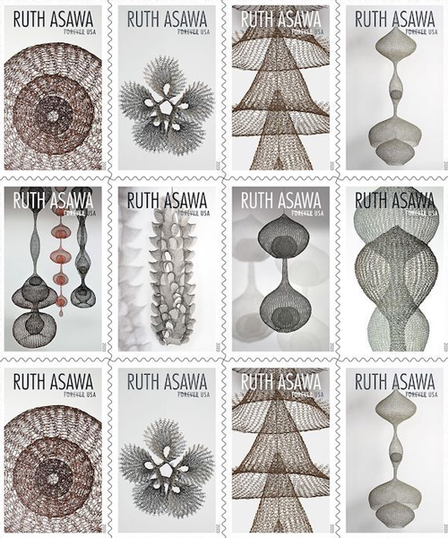ruth asawa's crocheted wire sculptures grace new US postage stamps