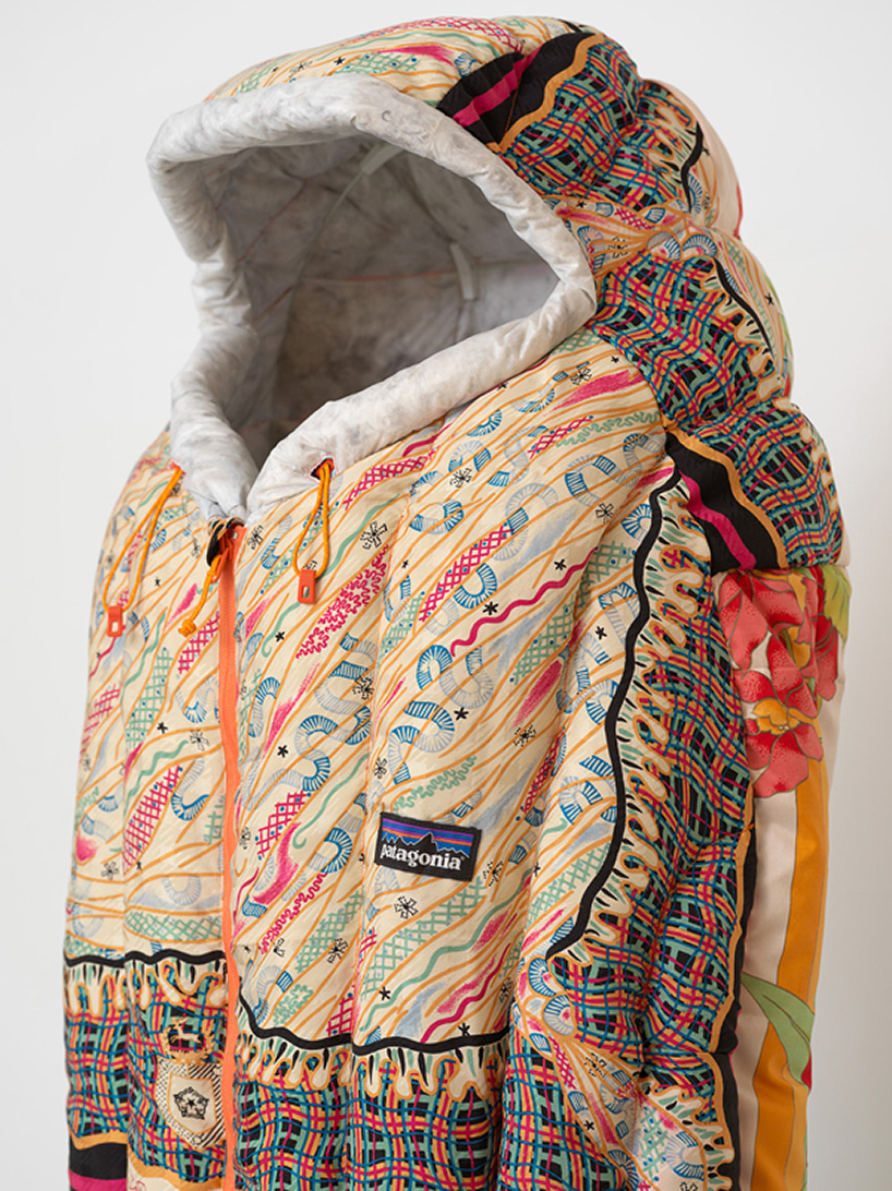mummy sleeping bags made from margaret thatcher’s vintage scarfs by simon denny
