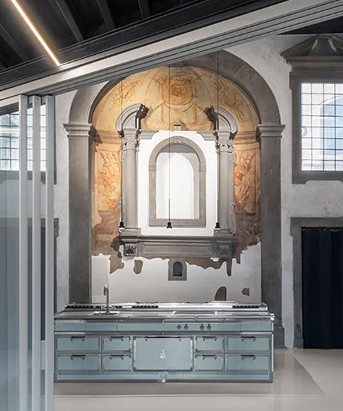 superspatial turns a former renaissance chapel into a kitchen showroom in florence