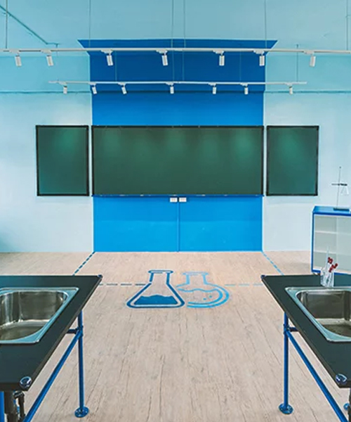 the cloudform laboratory revamps a classroom in taipei with splashes of vibrant color 