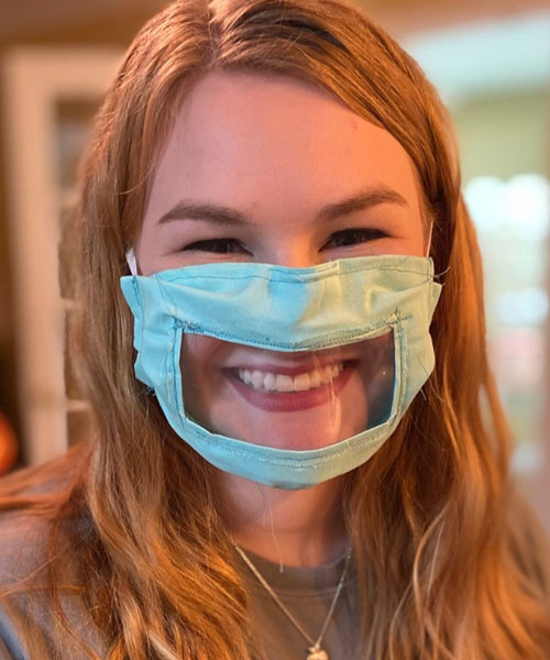 student creates transparent masks for the deaf and hard of hearing community