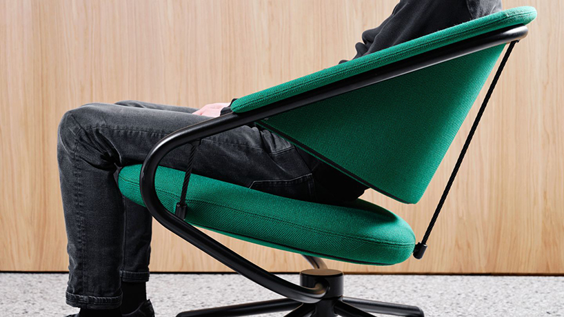 cantilevered cushions form swinging VITRA citizen armchair by konstantin grcic