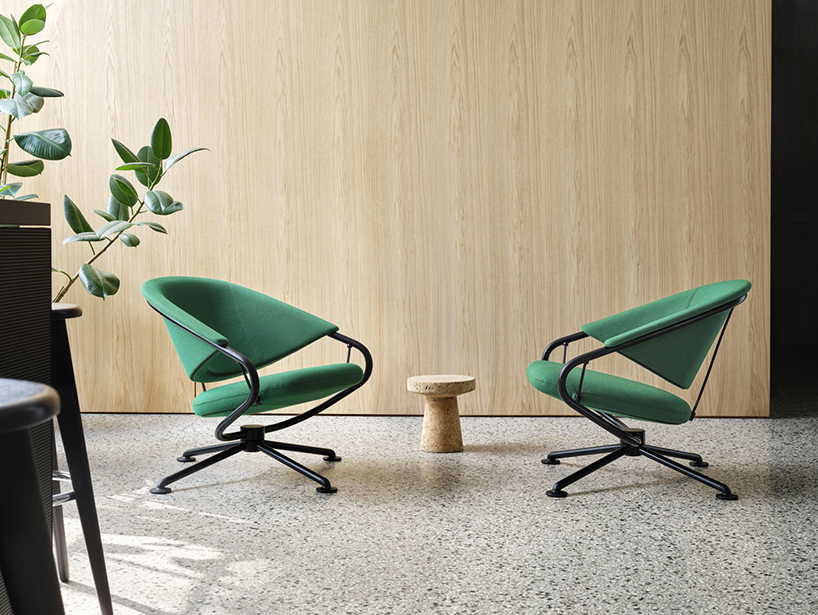 cantilevered cushions form swinging VITRA citizen armchair by konstantin grcic