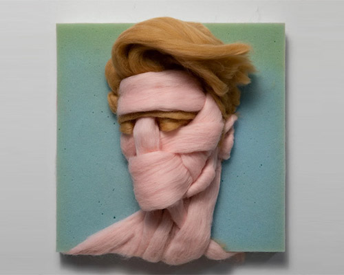 salman khoshroo weaves wool portraits based on his experience of quarantine