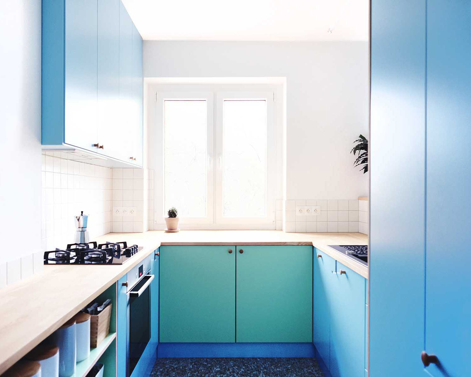 atelier starzak strebicki completes 50s apartment renovation in poland with colorful cabinets