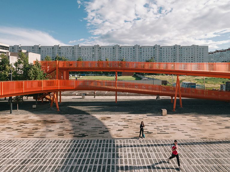 DROM curates vibrant landscape across azatlyk square in russia