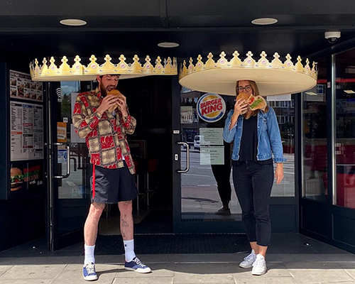 is burger king handing out giant crowns to ensure social distancing in germany?