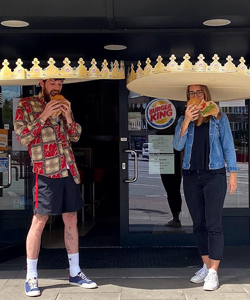 is burger king handing out giant crowns to ensure social distancing in germany?