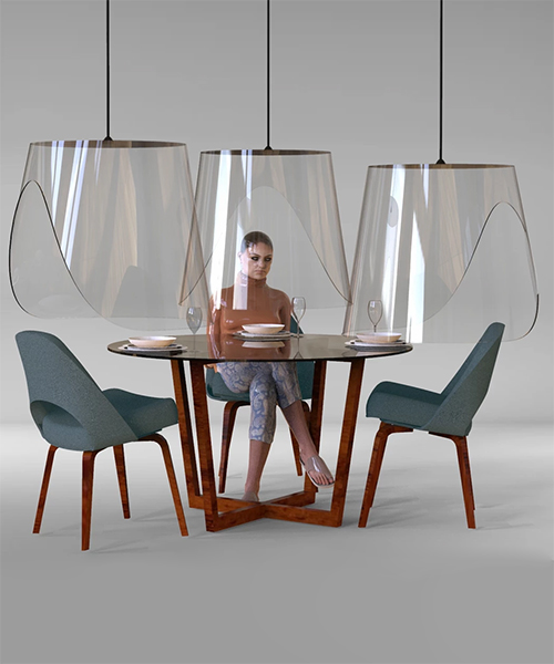 christophe gernigon's suspended shields imagine future of restaurant dining