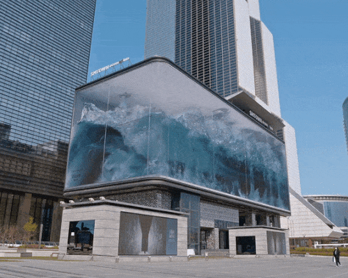 d’strict projects an endless simulated wave on massive LED screens in south korea
