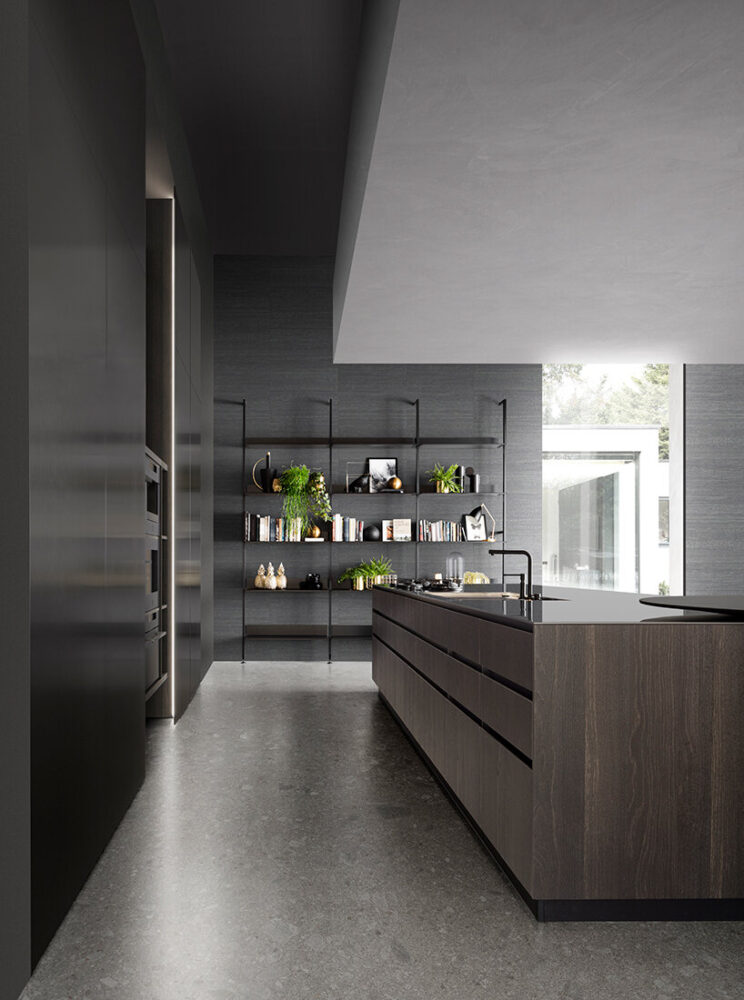 monolithic kitchen island adorns 'invisible' doimo cucine D12 doors