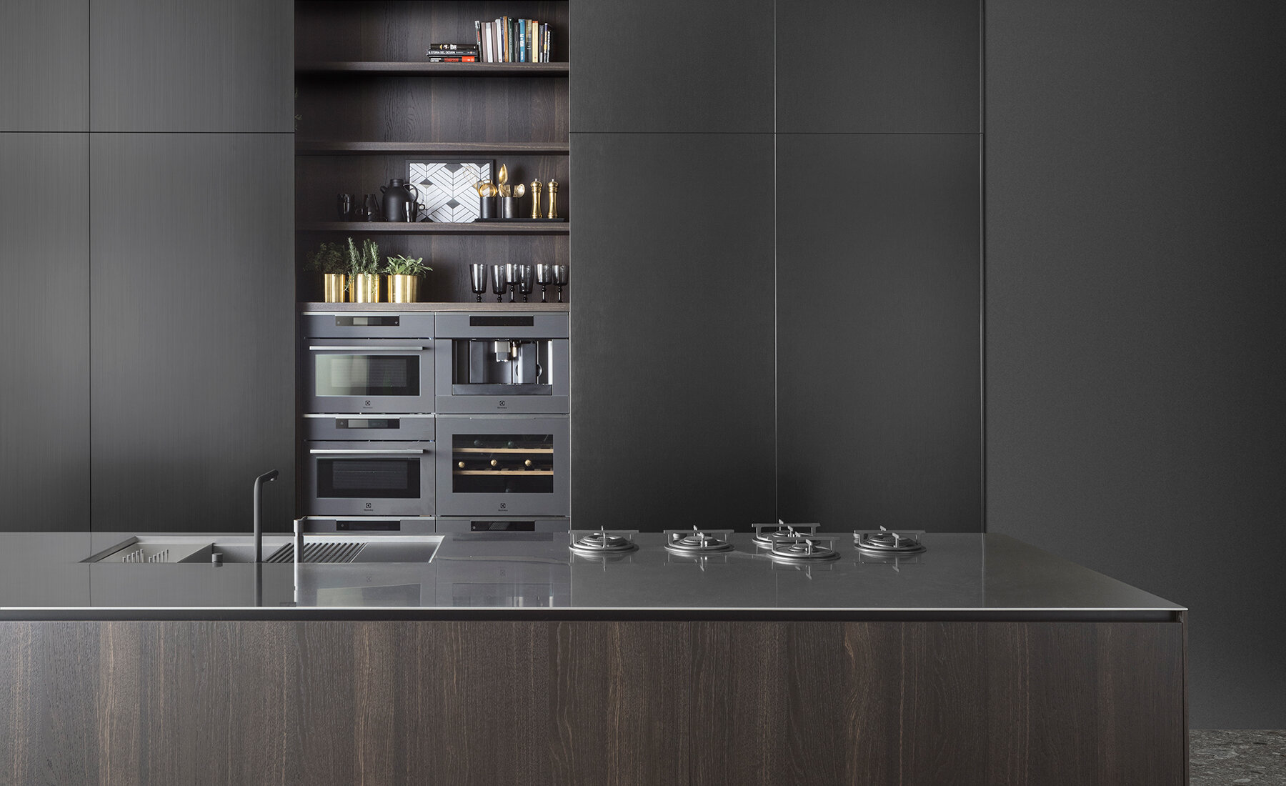 monolithic kitchen island adorns 'invisible' doimo cucine D12 doors