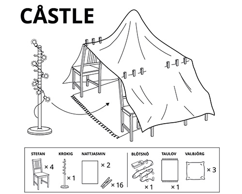 IKEA's quarantine campaign illustrates six ways to make furniture forts
