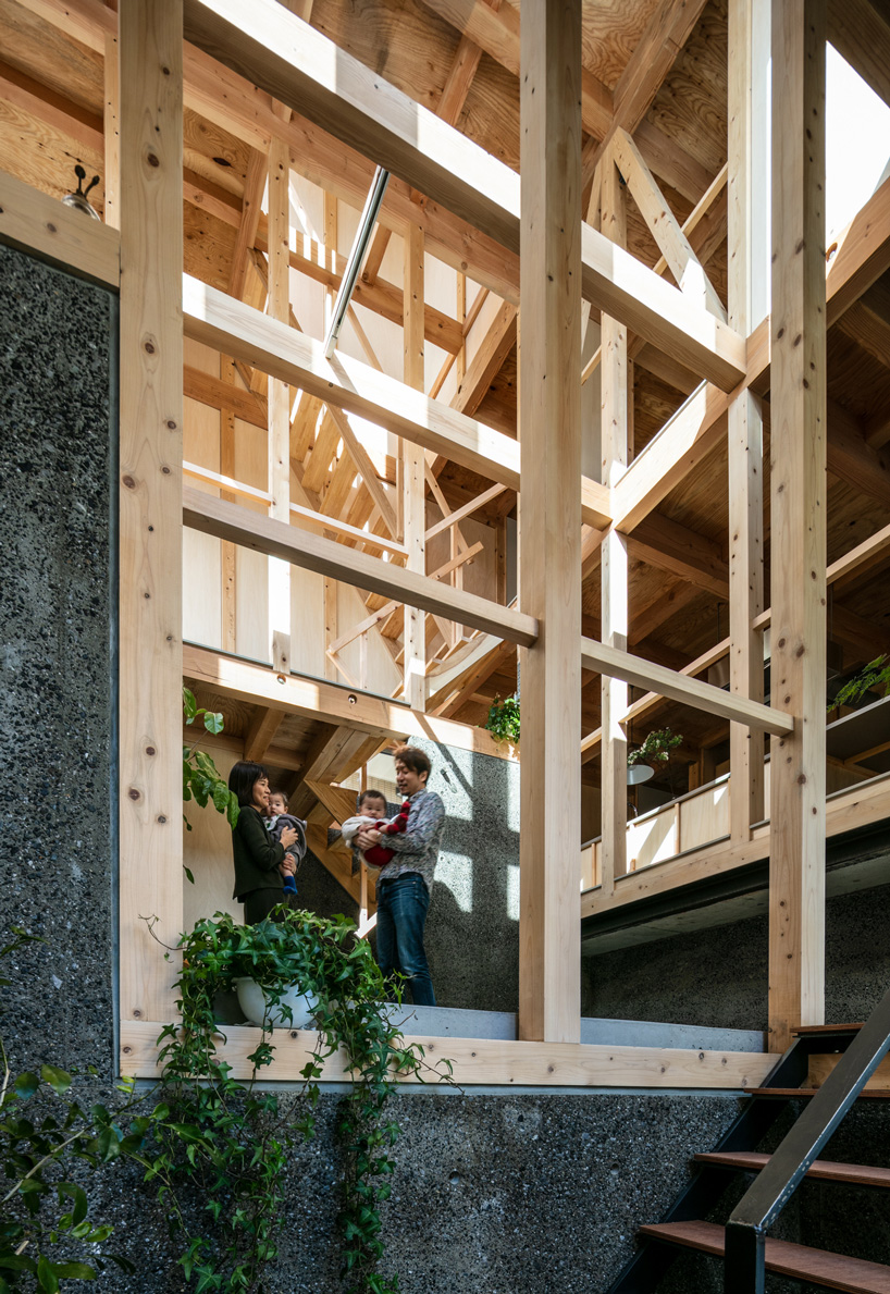 Kiyoaki Takeda's wooden house with five retaining walls in Tokyo connects nature with the artifact