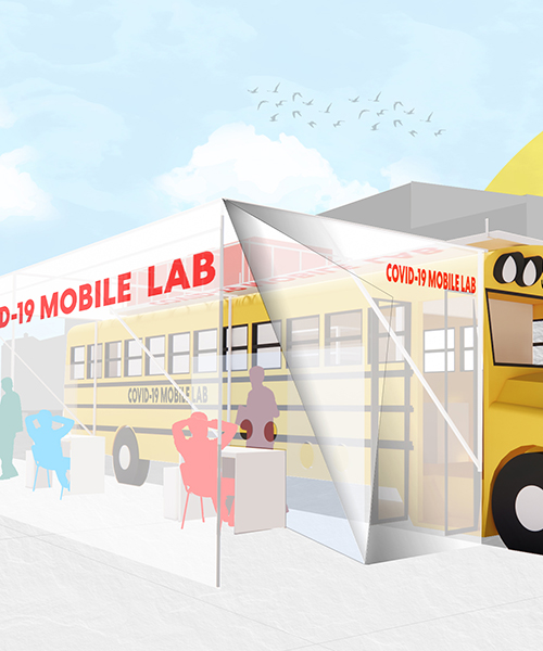 perkins and will & schmidt hammer lassen retrofit school bus into COVID-19 mobile lab