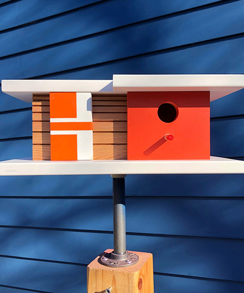 these modernist birdhouses have been shaped after palm springs' mid-century architecture
